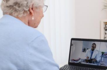 Elderly woman using telehealth