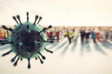 COVID virus and crowd