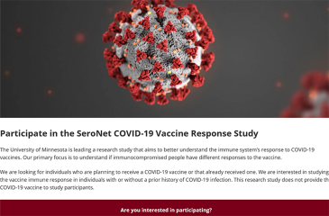 SeroNet COVID-19 Vaccine Response Study screenshot