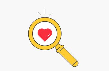magnifying glass focus heart icon for health