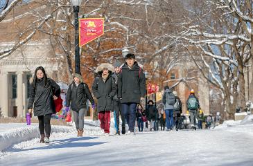 University of Minnesota students walking on campus