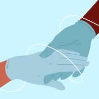 patient care concept illustration of two hands