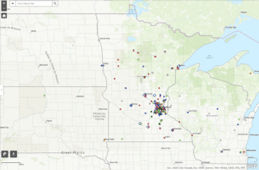 screen shot of clinical training sites map